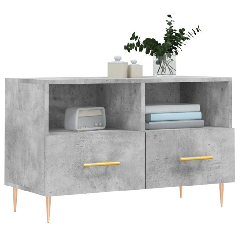 Tv-meubel 80x36x50 cm bewerkt hout betongrijs MeubelReus