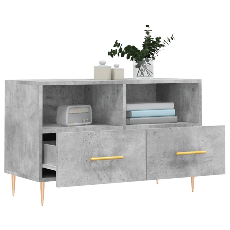 Tv-meubel 80x36x50 cm bewerkt hout betongrijs MeubelReus