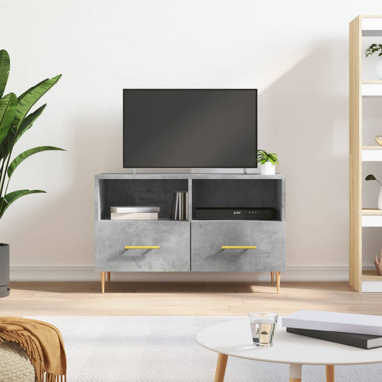 Tv-meubel 80x36x50 cm bewerkt hout betongrijs MeubelReus