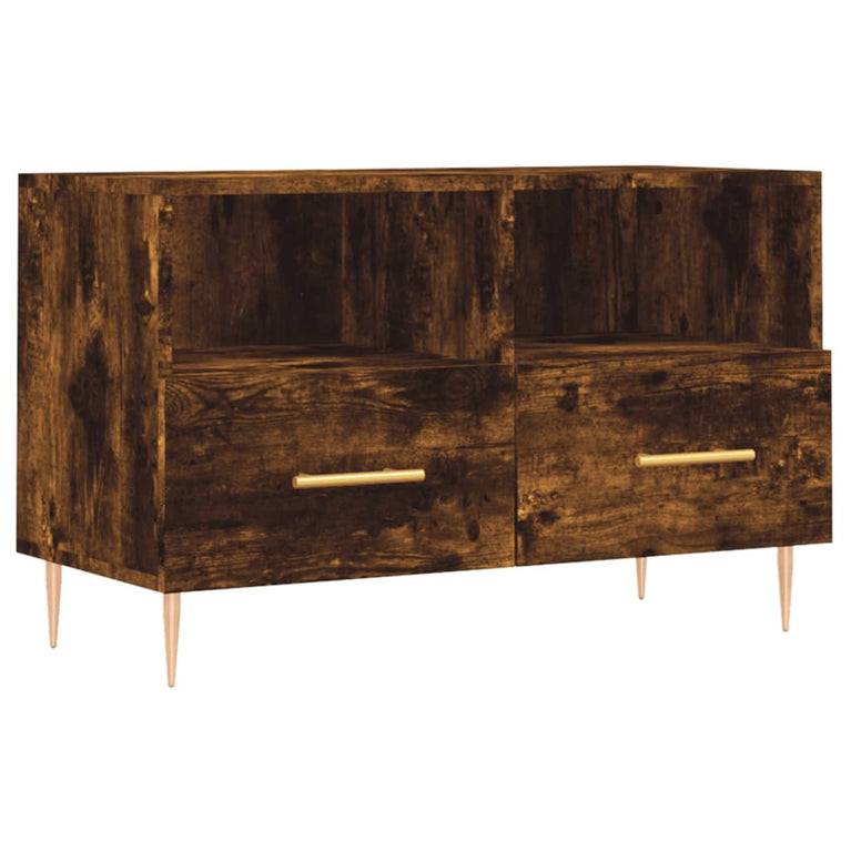 Tv-meubel 80x36x50 cm bewerkt hout gerookt eikenkleurig MeubelReus