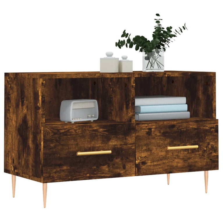 Tv-meubel 80x36x50 cm bewerkt hout gerookt eikenkleurig MeubelReus