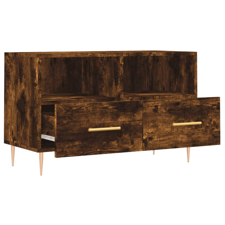 Tv-meubel 80x36x50 cm bewerkt hout gerookt eikenkleurig MeubelReus