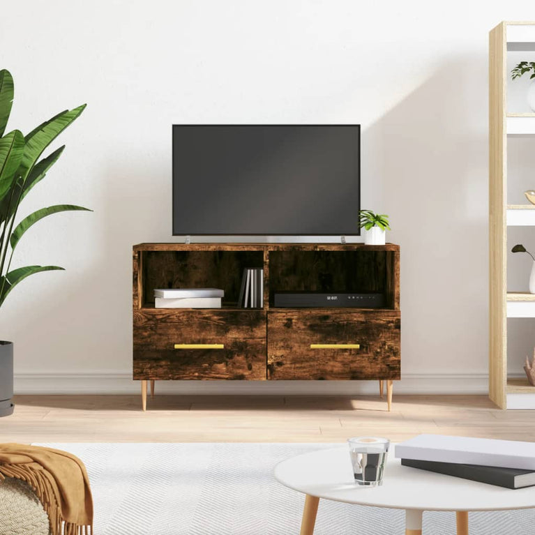 Tv-meubel 80x36x50 cm bewerkt hout gerookt eikenkleurig MeubelReus