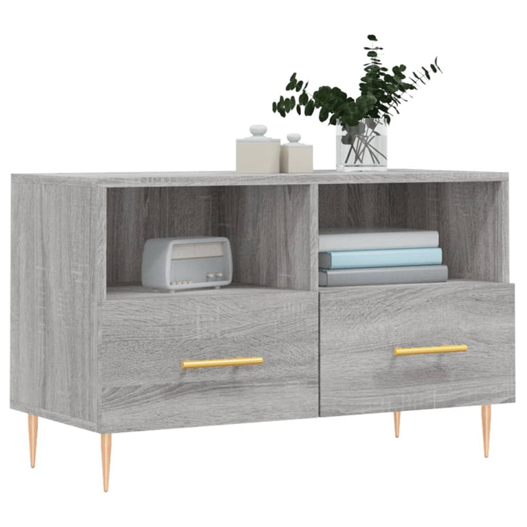 Tv-meubel 80x36x50 cm bewerkt hout grijs sonoma eikenkleurig MeubelReus