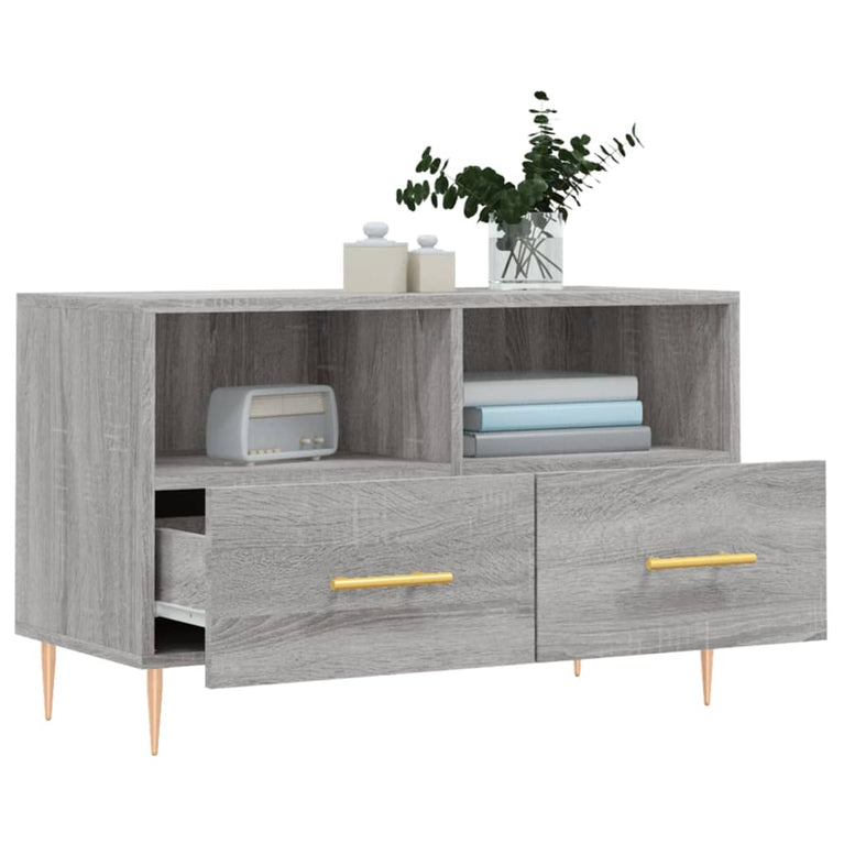 Tv-meubel 80x36x50 cm bewerkt hout grijs sonoma eikenkleurig MeubelReus