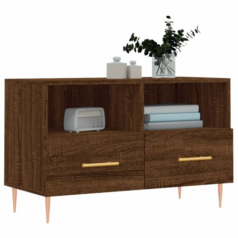 Tv-meubel 80x36x50 cm bewerkt hout bruin eikenkleur MeubelReus