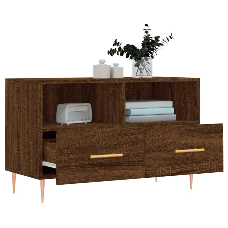 Tv-meubel 80x36x50 cm bewerkt hout bruin eikenkleur MeubelReus