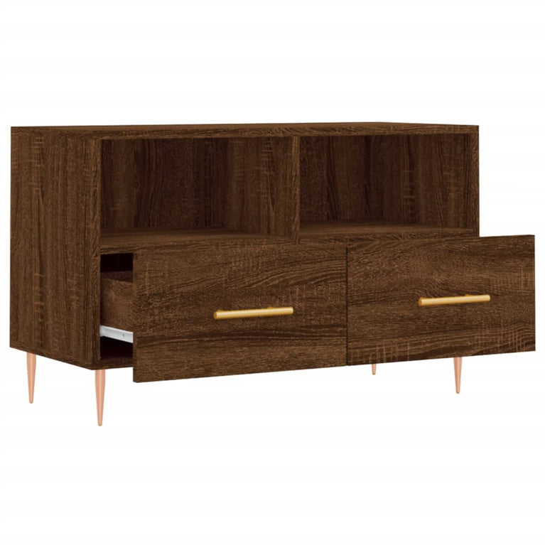 Tv-meubel 80x36x50 cm bewerkt hout bruin eikenkleur MeubelReus