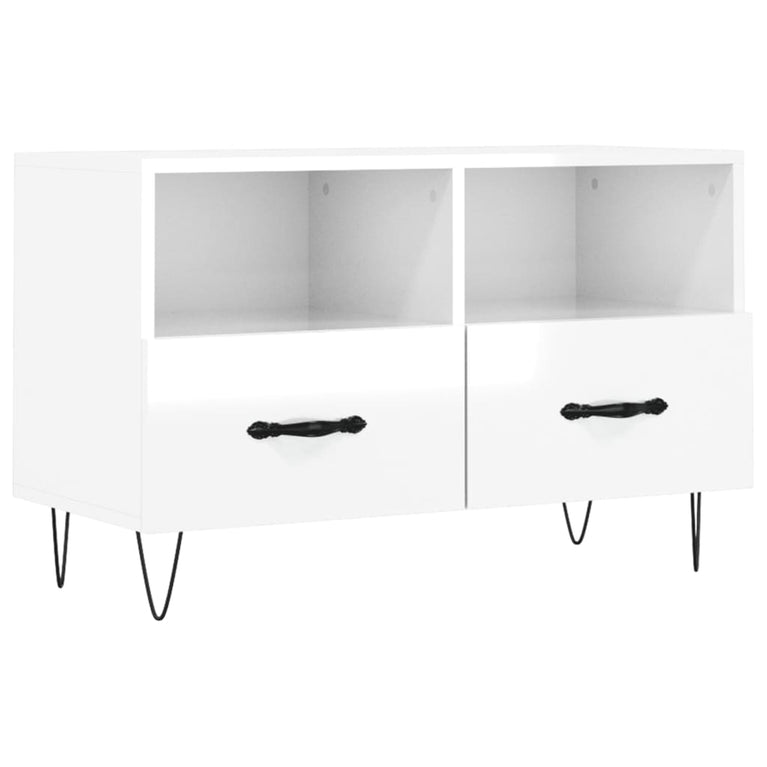 Tv-meubel 80x36x50 cm bewerkt hout hoogglans wit MeubelReus