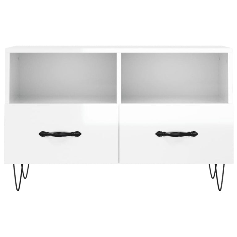 Tv-meubel 80x36x50 cm bewerkt hout hoogglans wit MeubelReus