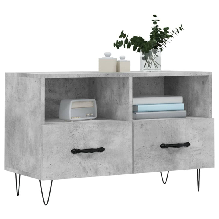 Tv-meubel 80x36x50 cm bewerkt hout betongrijs MeubelReus