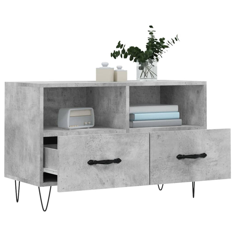 Tv-meubel 80x36x50 cm bewerkt hout betongrijs MeubelReus