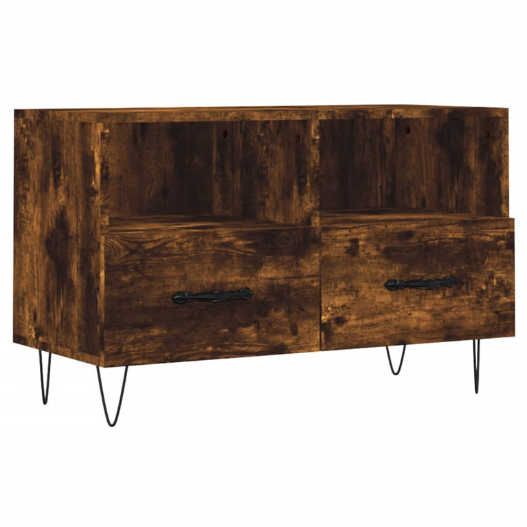 Tv-meubel 80x36x50 cm bewerkt hout gerookt eikenkleurig MeubelReus