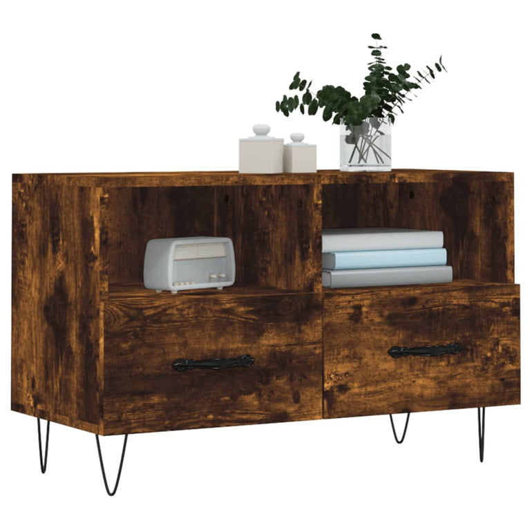 Tv-meubel 80x36x50 cm bewerkt hout gerookt eikenkleurig MeubelReus