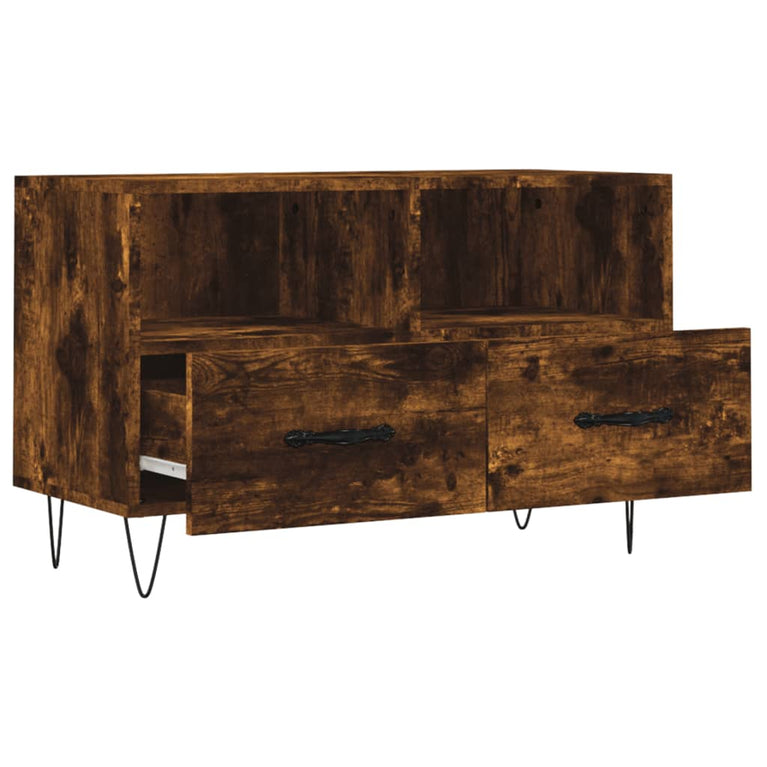 Tv-meubel 80x36x50 cm bewerkt hout gerookt eikenkleurig MeubelReus