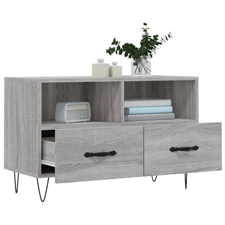 Tv-meubel 80x36x50 cm bewerkt hout grijs sonoma eikenkleurig MeubelReus