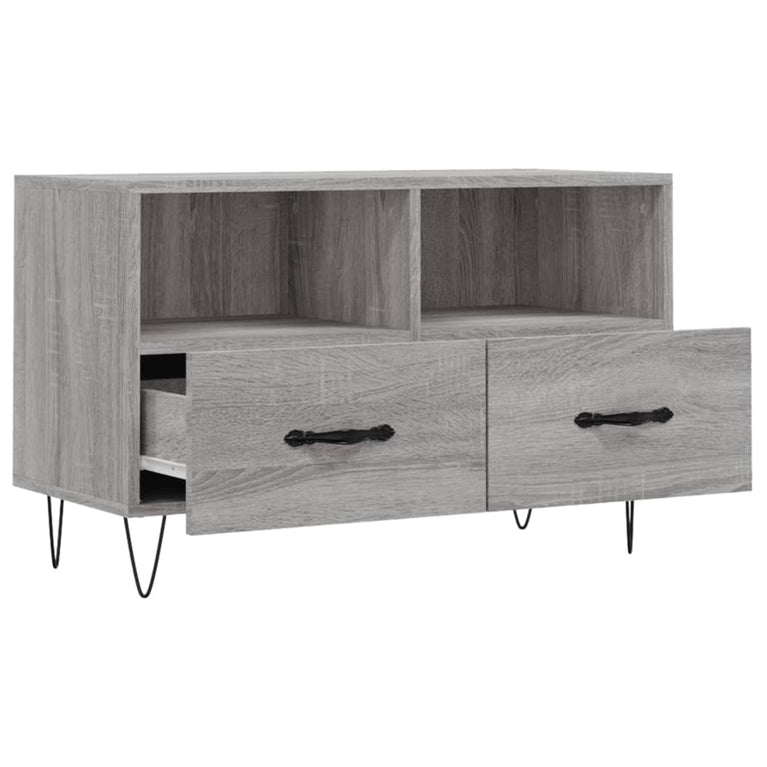 Tv-meubel 80x36x50 cm bewerkt hout grijs sonoma eikenkleurig MeubelReus