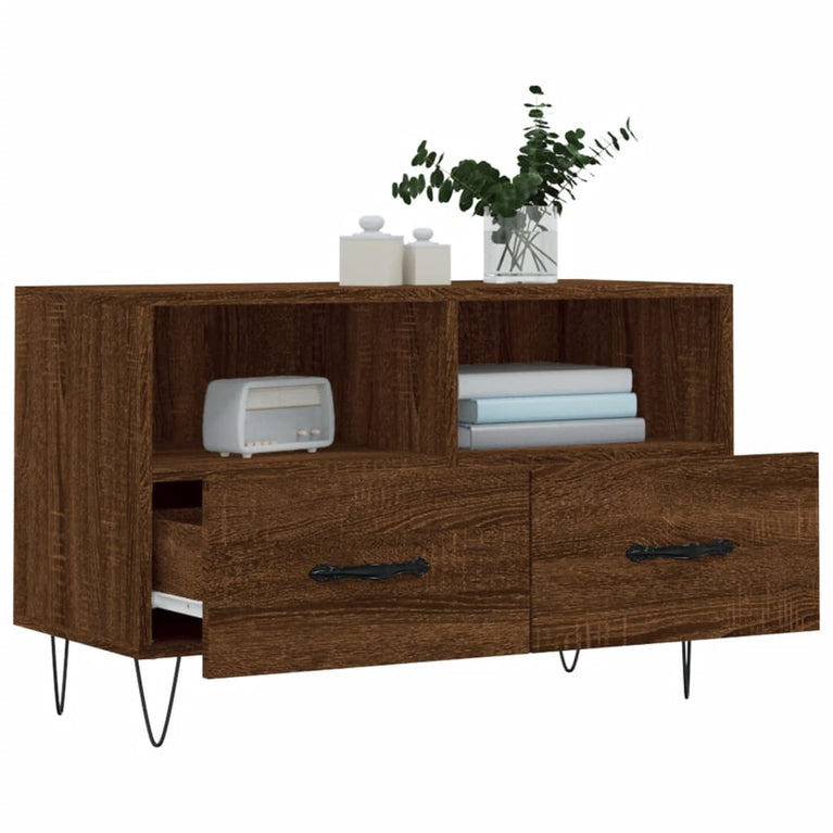 Tv-meubel 80x36x50 cm bewerkt hout bruin eikenkleur MeubelReus