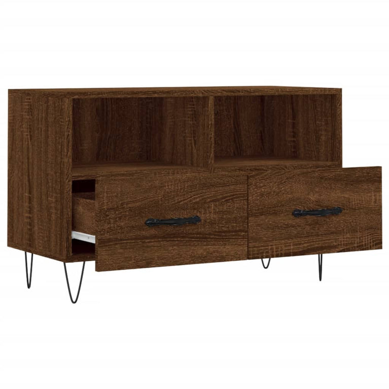 Tv-meubel 80x36x50 cm bewerkt hout bruin eikenkleur MeubelReus
