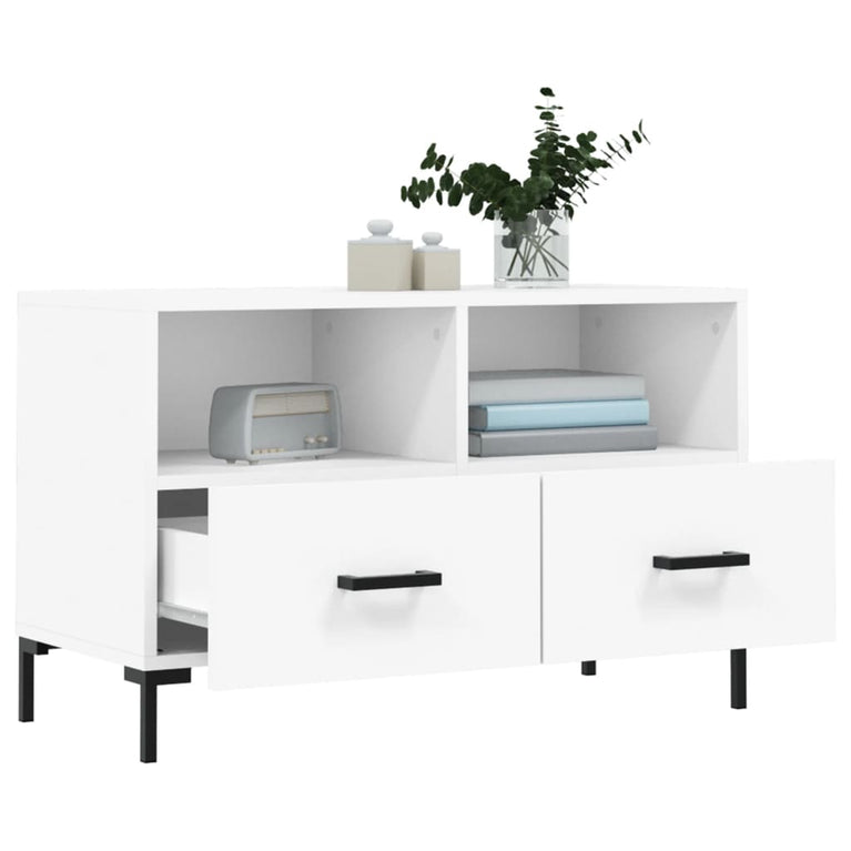 Tv-meubel 80x36x50 cm bewerkt hout wit MeubelReus