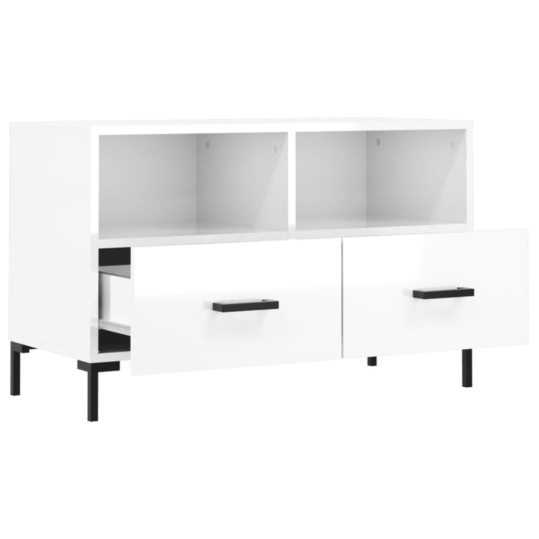 Tv-meubel 80x36x50 cm bewerkt hout hoogglans wit MeubelReus
