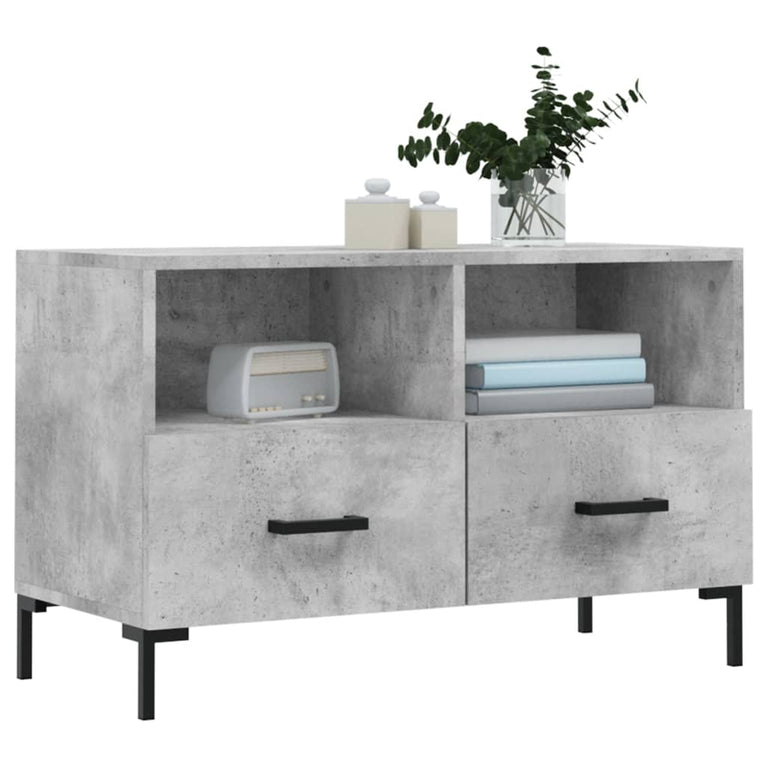 Tv-meubel 80x36x50 cm bewerkt hout betongrijs MeubelReus