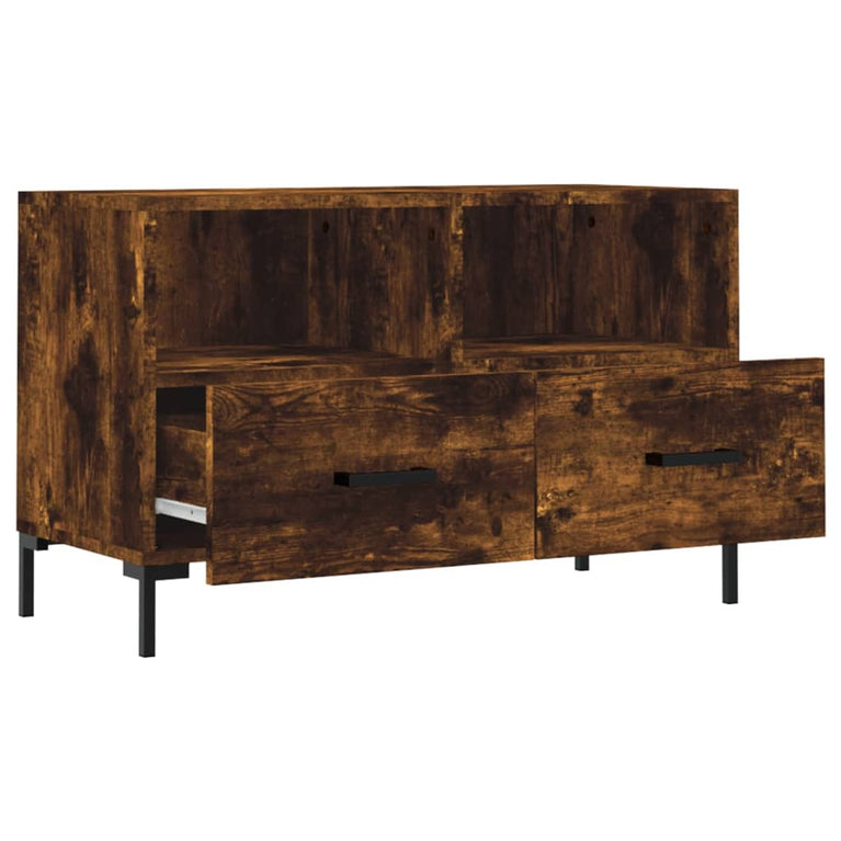 Tv-meubel 80x36x50 cm bewerkt hout gerookt eikenkleurig MeubelReus