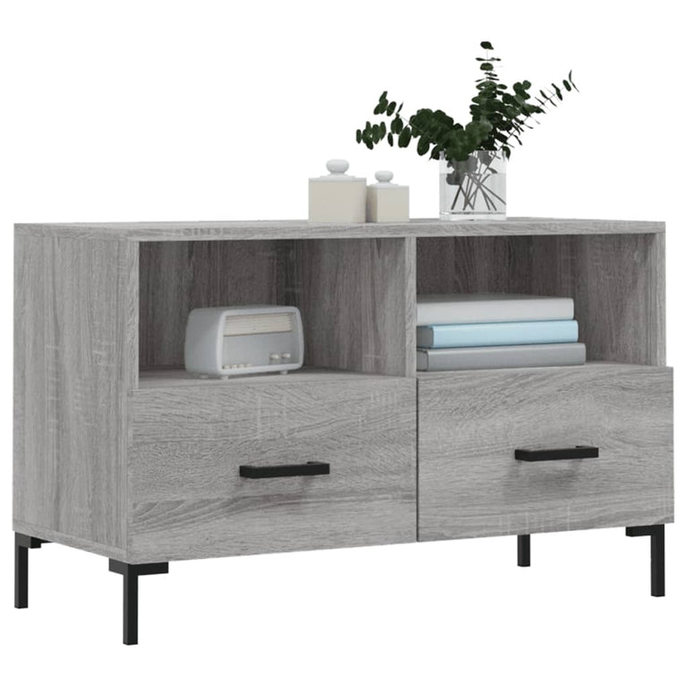 Tv-meubel 80x36x50 cm bewerkt hout grijs sonoma eikenkleurig MeubelReus