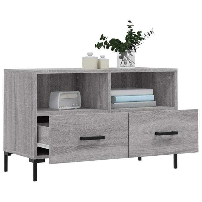 Tv-meubel 80x36x50 cm bewerkt hout grijs sonoma eikenkleurig MeubelReus