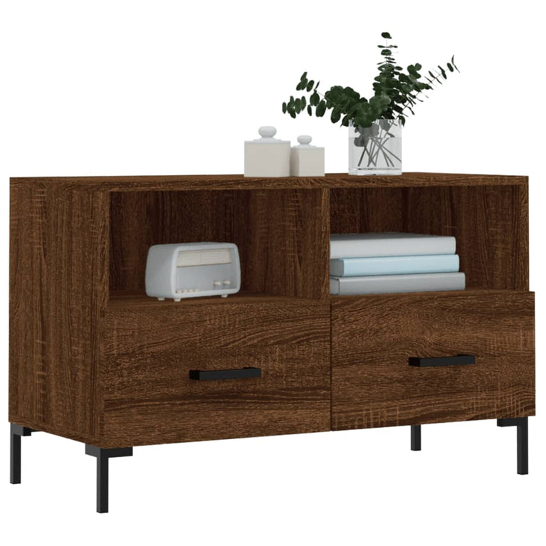 Tv-meubel 80x36x50 cm bewerkt hout bruin eikenkleur MeubelReus