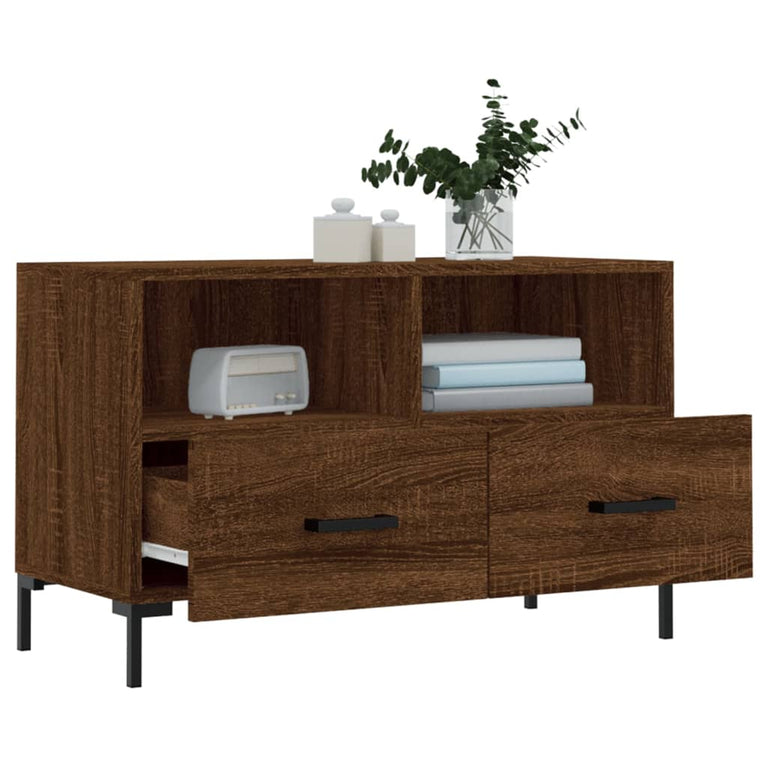 Tv-meubel 80x36x50 cm bewerkt hout bruin eikenkleur MeubelReus