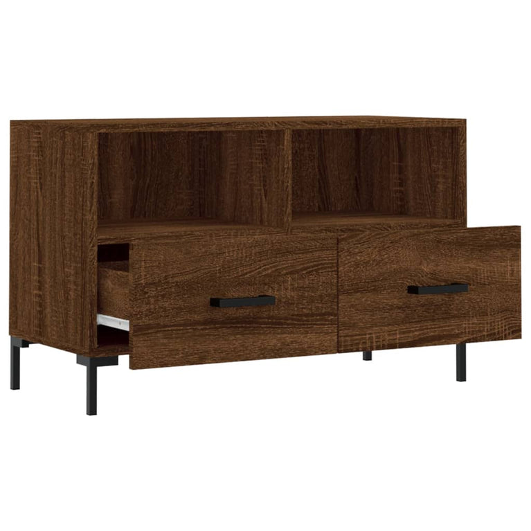 Tv-meubel 80x36x50 cm bewerkt hout bruin eikenkleur MeubelReus
