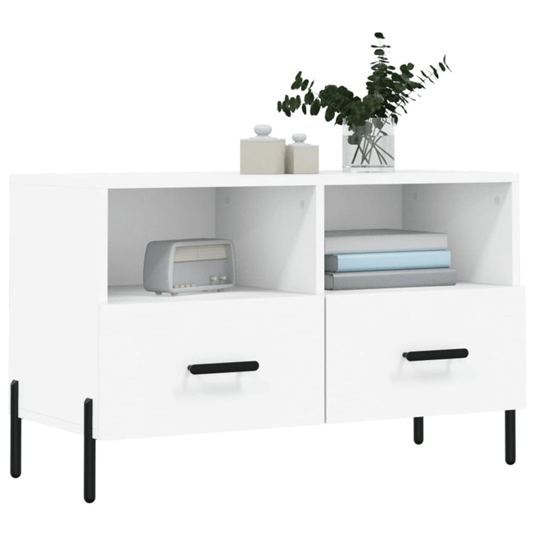 Tv-meubel 80x36x50 cm bewerkt hout wit MeubelReus
