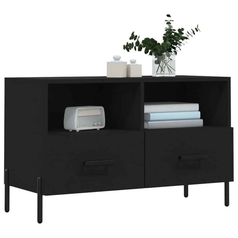 Tv-meubel 80x36x50 cm bewerkt hout zwart MeubelReus