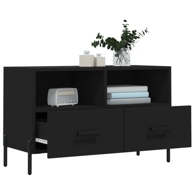Tv-meubel 80x36x50 cm bewerkt hout zwart MeubelReus
