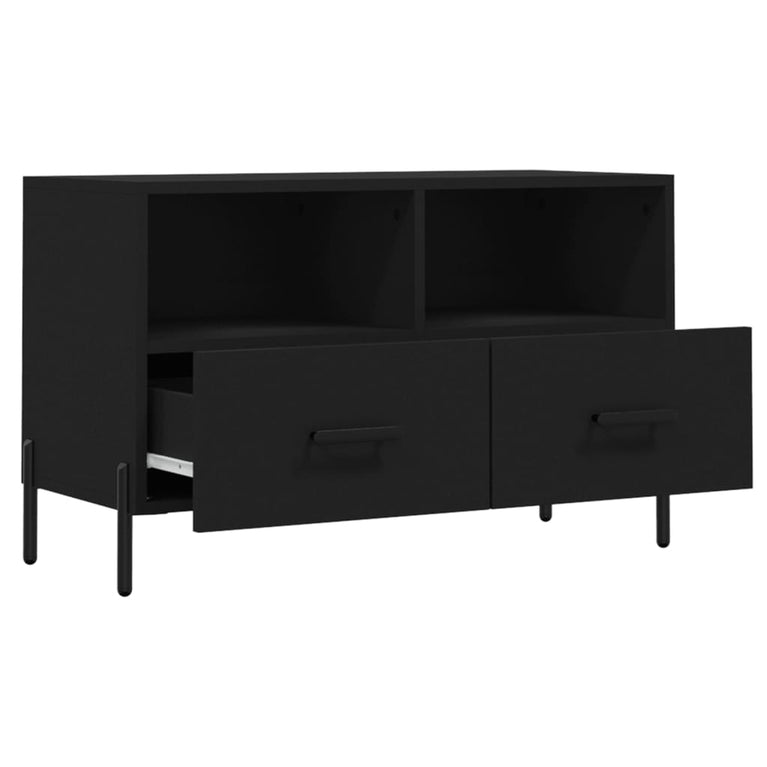 Tv-meubel 80x36x50 cm bewerkt hout zwart MeubelReus