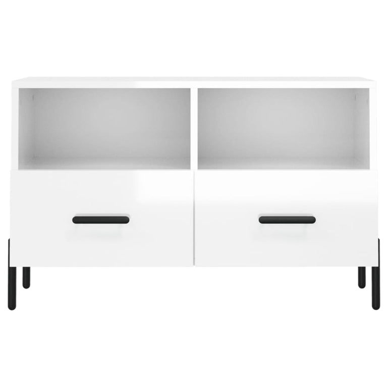 Tv-meubel 80x36x50 cm bewerkt hout hoogglans wit MeubelReus