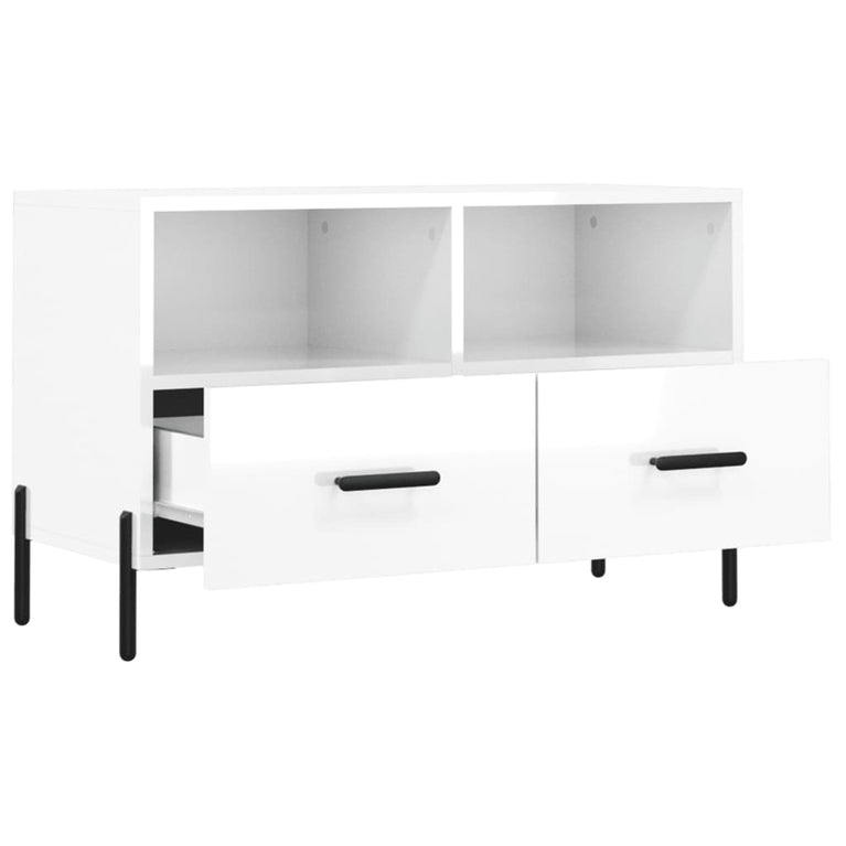 Tv-meubel 80x36x50 cm bewerkt hout hoogglans wit MeubelReus