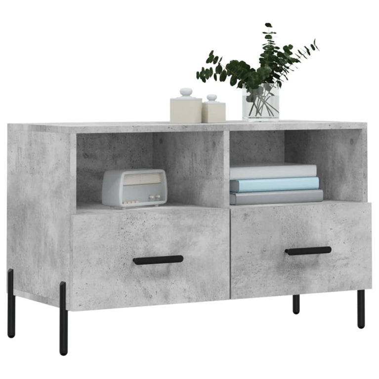 Tv-meubel 80x36x50 cm bewerkt hout betongrijs MeubelReus