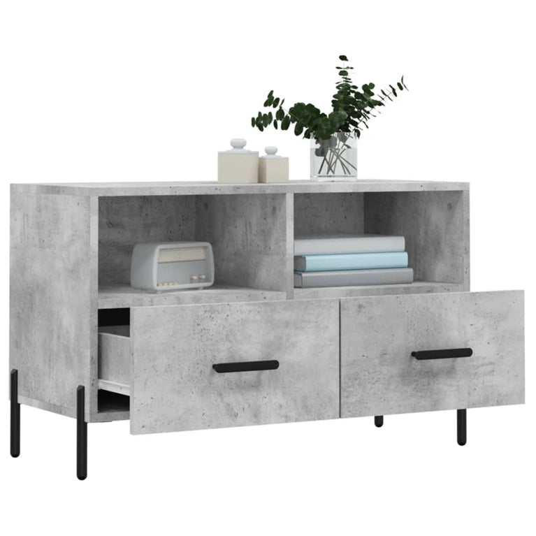 Tv-meubel 80x36x50 cm bewerkt hout betongrijs MeubelReus