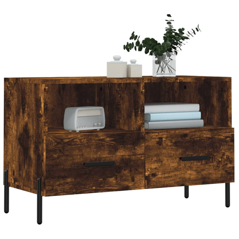 Tv-meubel 80x36x50 cm bewerkt hout gerookt eikenkleurig MeubelReus
