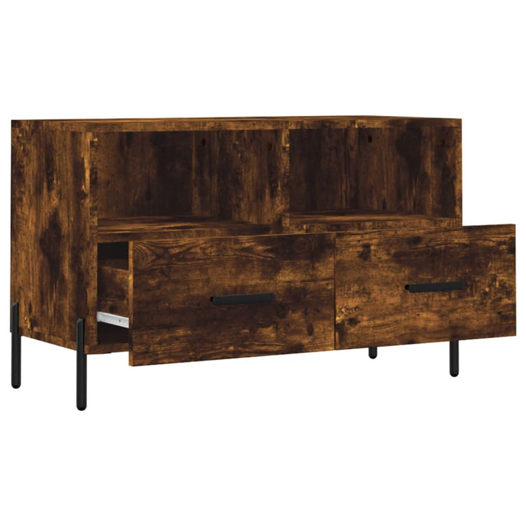 Tv-meubel 80x36x50 cm bewerkt hout gerookt eikenkleurig MeubelReus