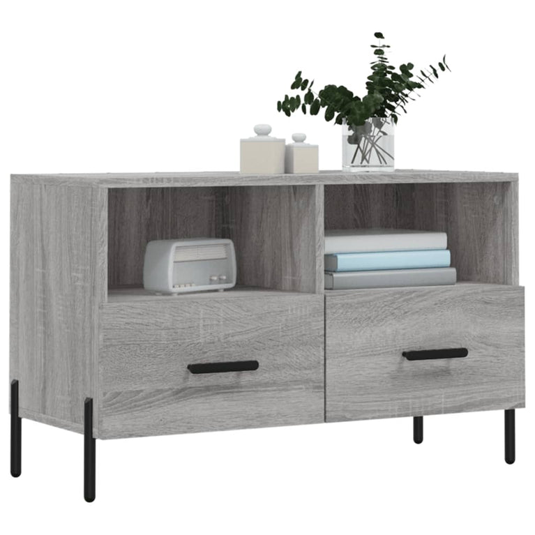 Tv-meubel 80x36x50 cm bewerkt hout grijs sonoma eikenkleurig MeubelReus