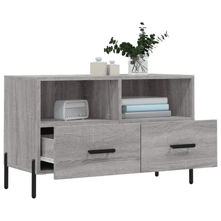 Tv-meubel 80x36x50 cm bewerkt hout grijs sonoma eikenkleurig MeubelReus