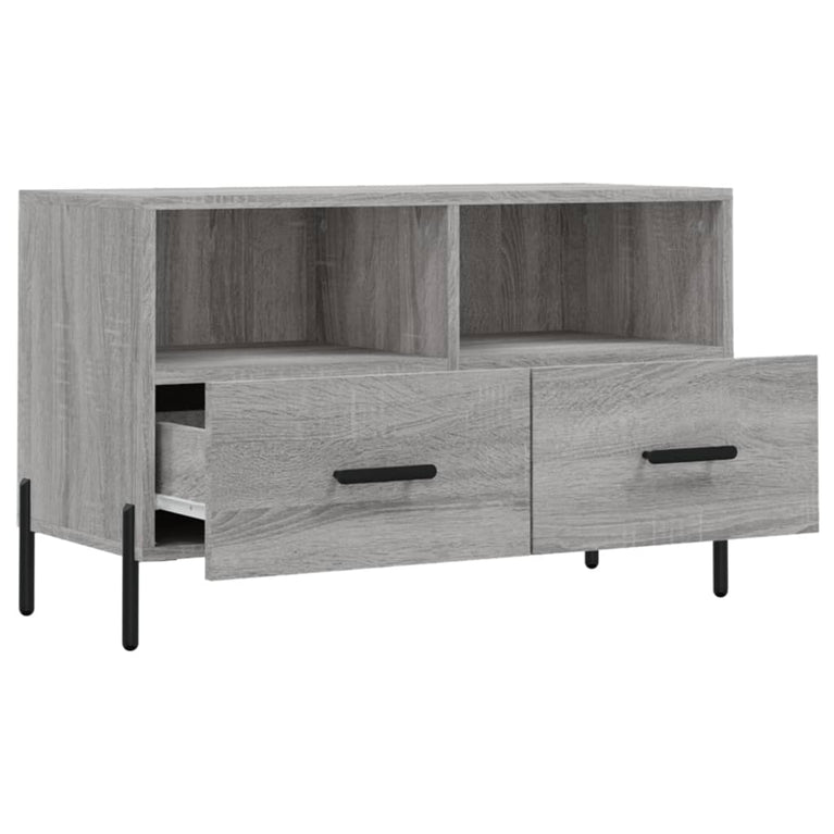 Tv-meubel 80x36x50 cm bewerkt hout grijs sonoma eikenkleurig MeubelReus