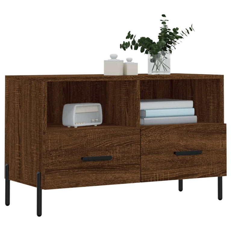 Tv-meubel 80x36x50 cm bewerkt hout bruin eikenkleur MeubelReus