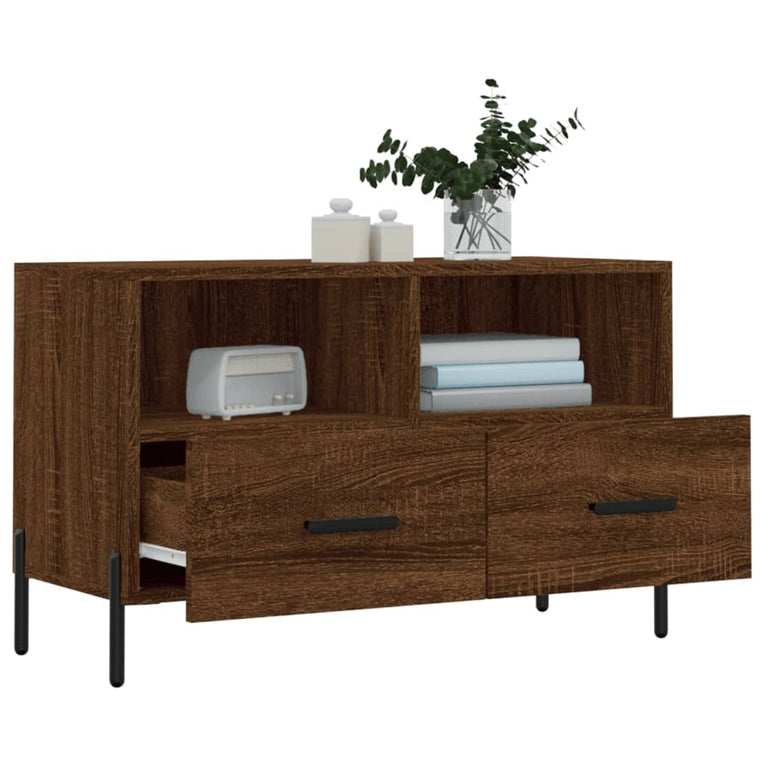 Tv-meubel 80x36x50 cm bewerkt hout bruin eikenkleur MeubelReus