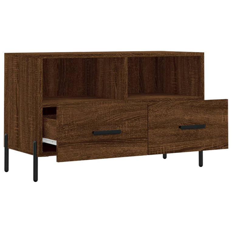 Tv-meubel 80x36x50 cm bewerkt hout bruin eikenkleur MeubelReus