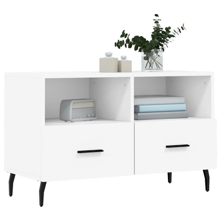 Tv-meubel 80x36x50 cm bewerkt hout wit MeubelReus