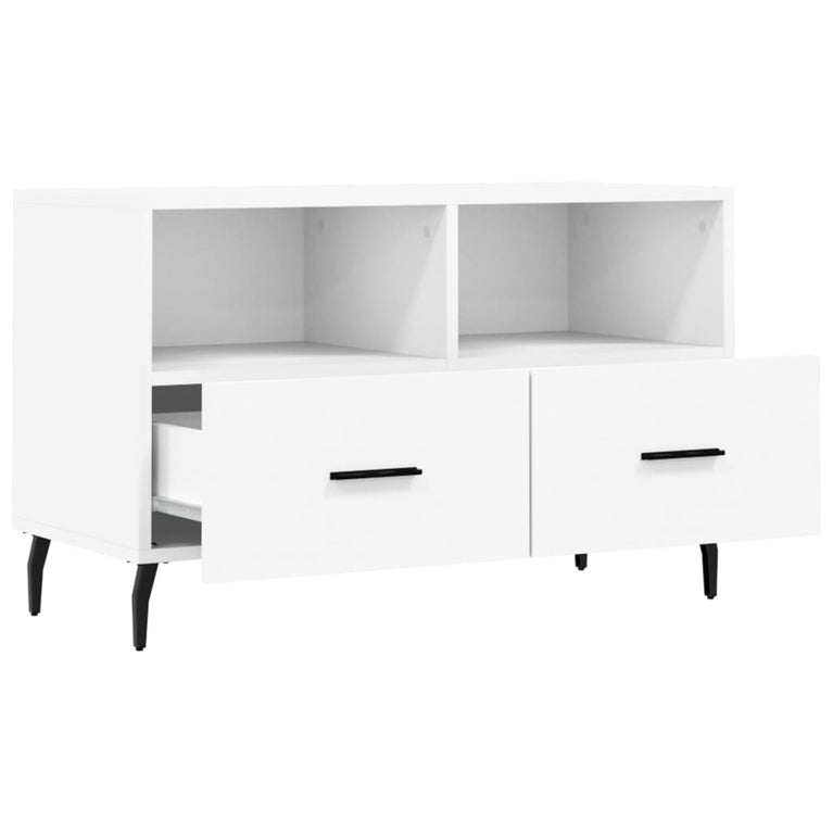 Tv-meubel 80x36x50 cm bewerkt hout wit MeubelReus